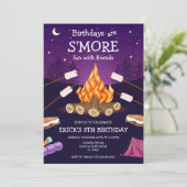S'mores Birthday Party S'mores Camping Birthday 招待状 (スタンド正面)
