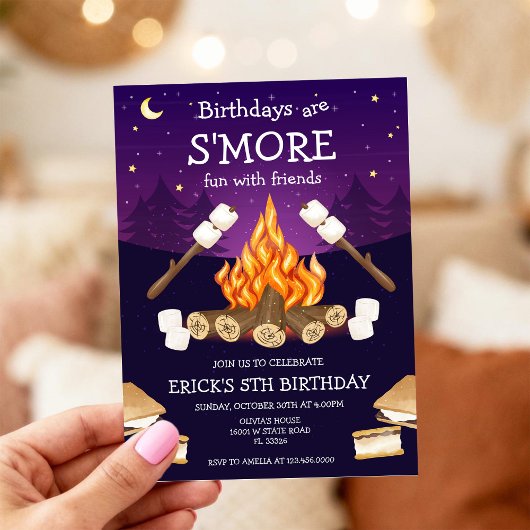 S'mores Birthday Party S'mores Camping Birthday 招待状