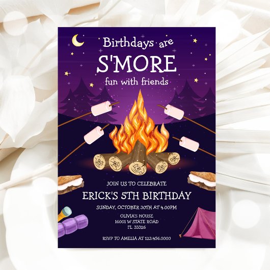 S'mores Birthday Party S'mores Camping Birthday 招待状