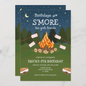 S'mores Birthday Party S'mores Camping Birthday 招待状 (正面/裏面)