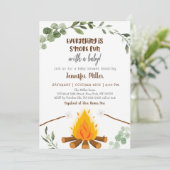 S'mores Campfire Bonfire Greenery Baby Shower Invi 招待状 (スタンド正面)