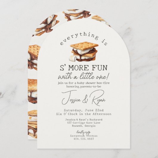 S'mores Fall Bonfire Outdoor Baby Shower 招待状 (正面/裏面)