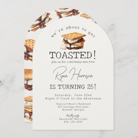 S'mores Fall Bonfire Outdoor Birthday 招待状 (正面/裏面)
