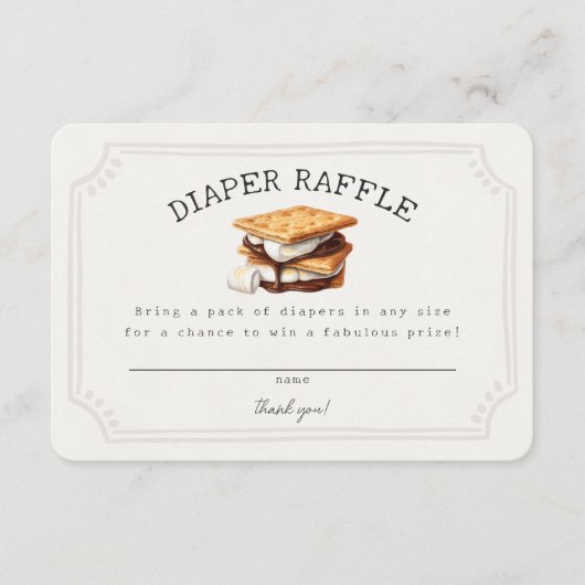 Smores Fall Bonfire Outdoor Diaper Raffle Insert エンクロージャーカード (正面)