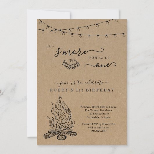 S'mores First Birthday Partyへの招待 招待状 (正面)