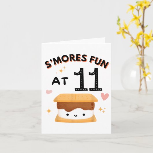 Smores Fun Camping Birthday 11 Years Old Camper 11 カード (黄色い花)