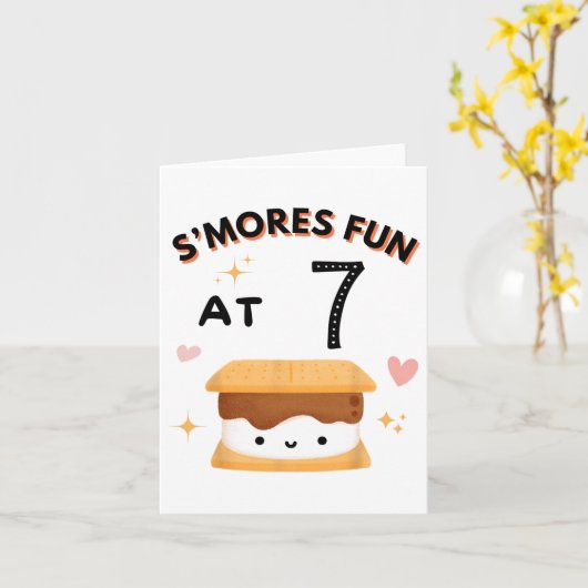 Smores Fun Camping Birthday 7 Years Old Camper 7th カード (黄色い花)