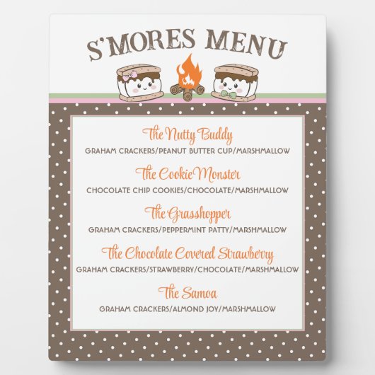 S'Mores genderが赤ちゃんシャワー焚き火メニューを明らかにする フォトプラーク (正面)