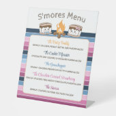 S'Mores gender revealパーティー編集可能メニュー 台座サイン (正面)