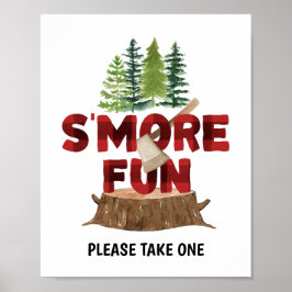 Smores Lumberjack Birthday Party Sign Poster ポスター
