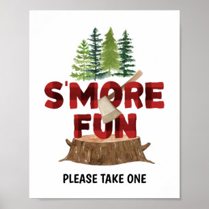 Smores Lumberjack Birthday Party Sign Poster ポスター