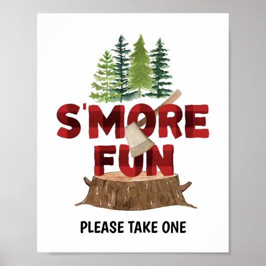 Smores Lumberjack Birthday Party Sign Poster ポスター (正面)