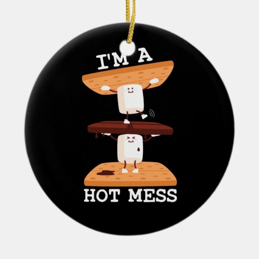 Smores Marshmallows Campfireおもしろい私は暑い混乱だ セラミックオーナメント (正面)