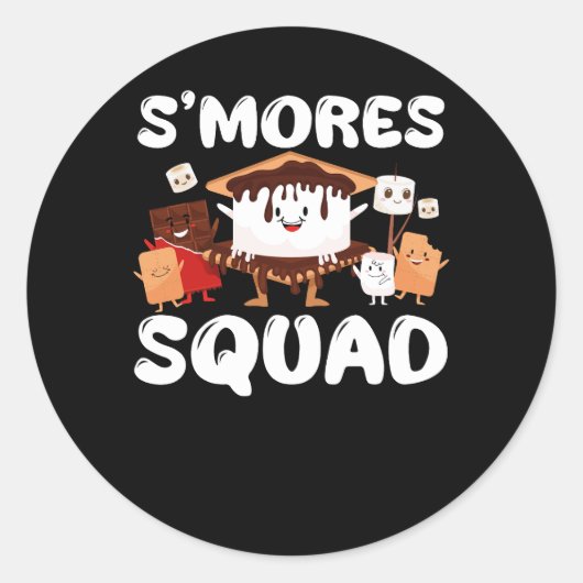 S'mores Marshmallows Smores Squad Campingおもしろい Ca ラウンドシール (正面)