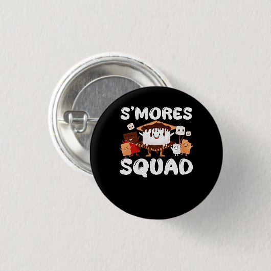 S'mores Marshmallows Smores Squad Campingおもしろい Ca 缶バッジ (正面&裏面)