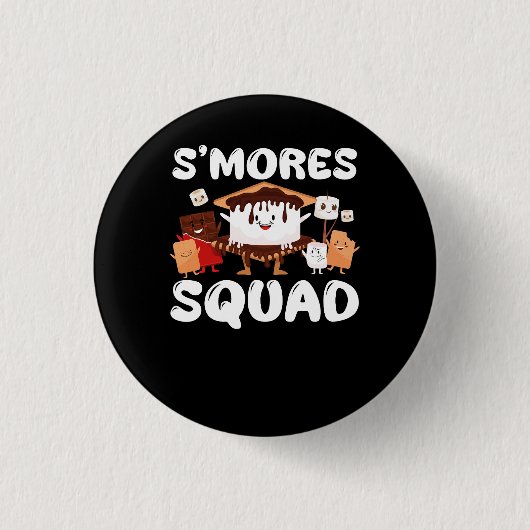 S'mores Marshmallows Smores Squad Campingおもしろい Ca 缶バッジ (正面)