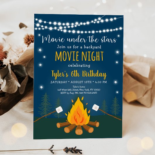 S'mores Movie Night Under The Stars誕生日 招待状