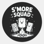 S'mores Squad Camping Campfire Cute Marshmallow ラウンドシール (正面)