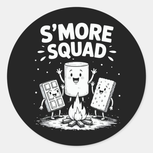 S'mores Squad Camping Campfire Cute Marshmallow ラウンドシール (正面)