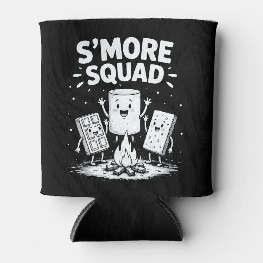S'mores Squad Camping Campfire Cute Marshmallow 缶クーラー (正面)
