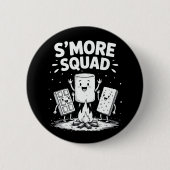 S'mores Squad Camping Campfire Cute Marshmallow 缶バッジ (正面)