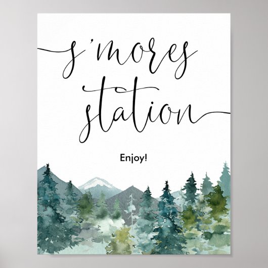 S'mores stationスモアバー素朴な山々 ポスター (正面)