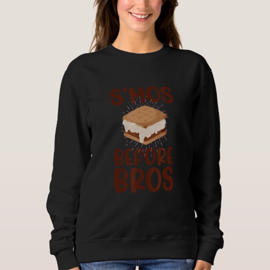 S'MOS BEFORE BROS 食べ物は男より大切 S'mores Meme スウェットシャツ (正面)