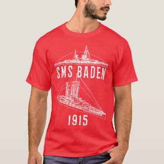SMSバーデンドイツ語1915 WW1戦艦ブループリント直径 Tシャツ