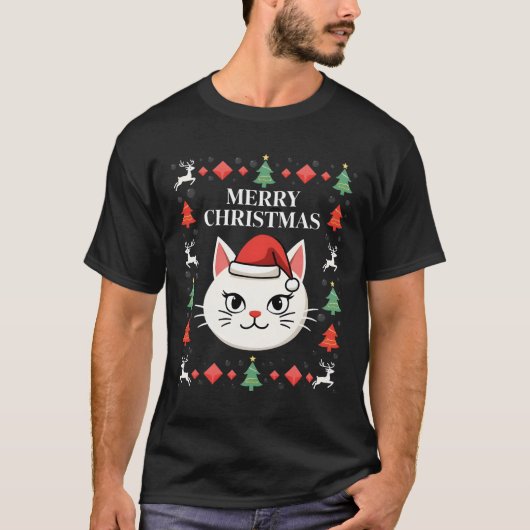 Smudge 猫のクリスマスおバカセーター (2) tシャツ (正面)