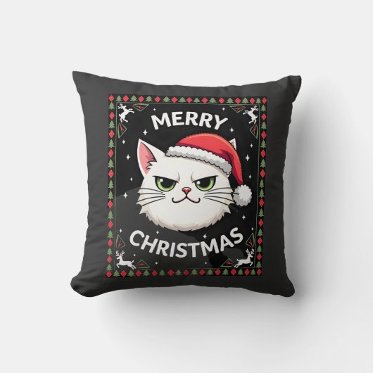 Smudge Cat クリスマス ださいセーター  (1) クッション (正面)