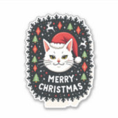 Smudge Cat Ugly Christmas Sweater  (2) シール (正面)