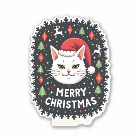 Smudge Cat Ugly Christmas Sweater (2) シール (正面)