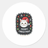 Smudge Cat Ugly Christmas Sweater  (2) ラウンドシール (正面)