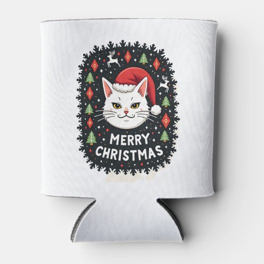 Smudge Cat Ugly Christmas Sweater  (2) 缶クーラー (正面)