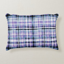 Smudgy Modern Purple Plaid アクセントクッション
