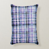 Smudgy Modern Purple Plaid アクセントクッション (正面(垂直))