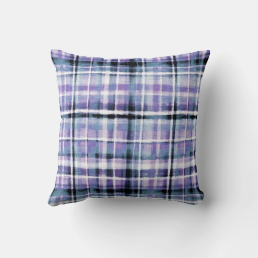 Smudgy Modern Purple Plaid クッション (裏面)