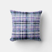 Smudgy Modern Purple Plaid クッション (正面)