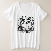 Smug Cat Shirt - SMUG 4 Lyfe Collection プラスサイズTシャツ (デザイン正面)