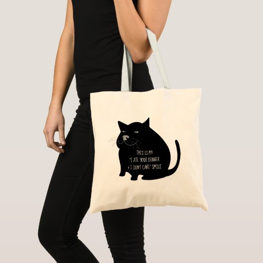 Smug Fat Black Cat Funny Quote トートバッグ (正面(商品))