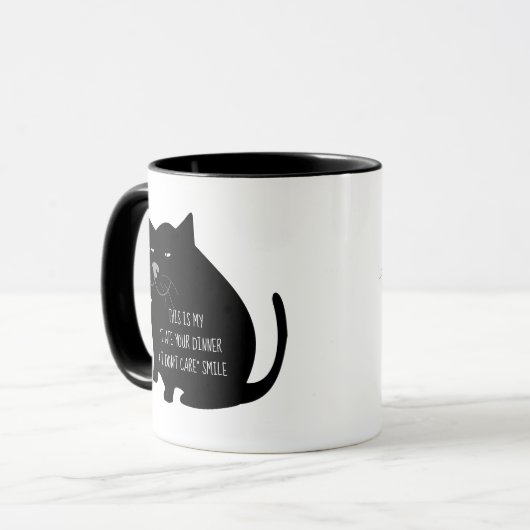 Smug Fat Black Cat Funny Quote マグカップ (正面左)