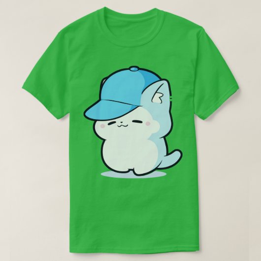 Smurf Cat Blue Catの青いキャップ Tシャツ (デザイン正面)