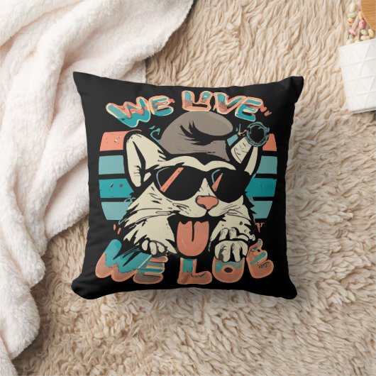Smurf Cat - We Live We Love クッション (ブランケット)
