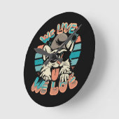 Smurf Cat - We Live We Love ラウンド壁時計 (傾斜)