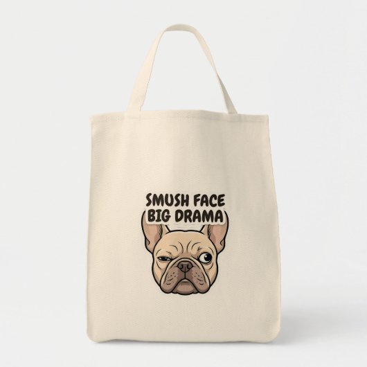 Smush Face Big Drama Frenchie Sticker トートバッグ (正面)