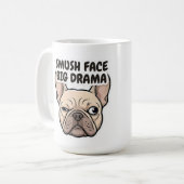 Smush Face Big Drama Funny French Bulldog Design コーヒーマグカップ (正面左)