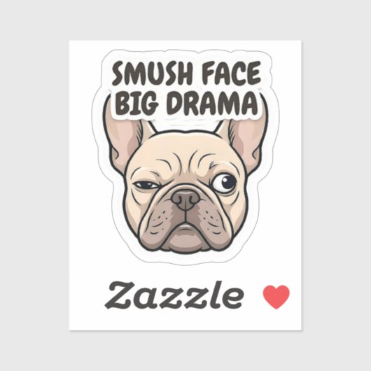 Smush Face Big Drama Funny French Bulldog Design シール (シート)