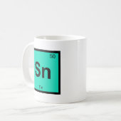Sn - スズ 化学 周期表 シンボル 元素 コーヒーマグカップ (正面左)