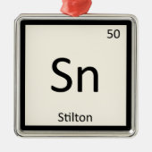 Sn -スチルトンチーズ化学周期表 メタルオーナメント (正面)