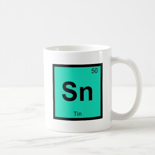 Sn - Tin Chemistry周期表記号要素 コーヒーマグカップ (右)